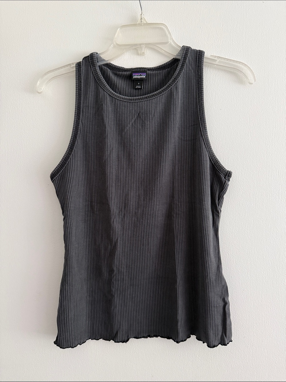 Patagonia Women’s Ribbed High Neck Tank Top — Charcoal/Black